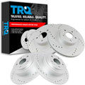 TRQ Performance Front and Rear Brake Rotor Set G Coated Drilled and Slotted Compatible with 2000-2004 Subaru Legacy 2001-2004 Outback 2003-2006 Baja