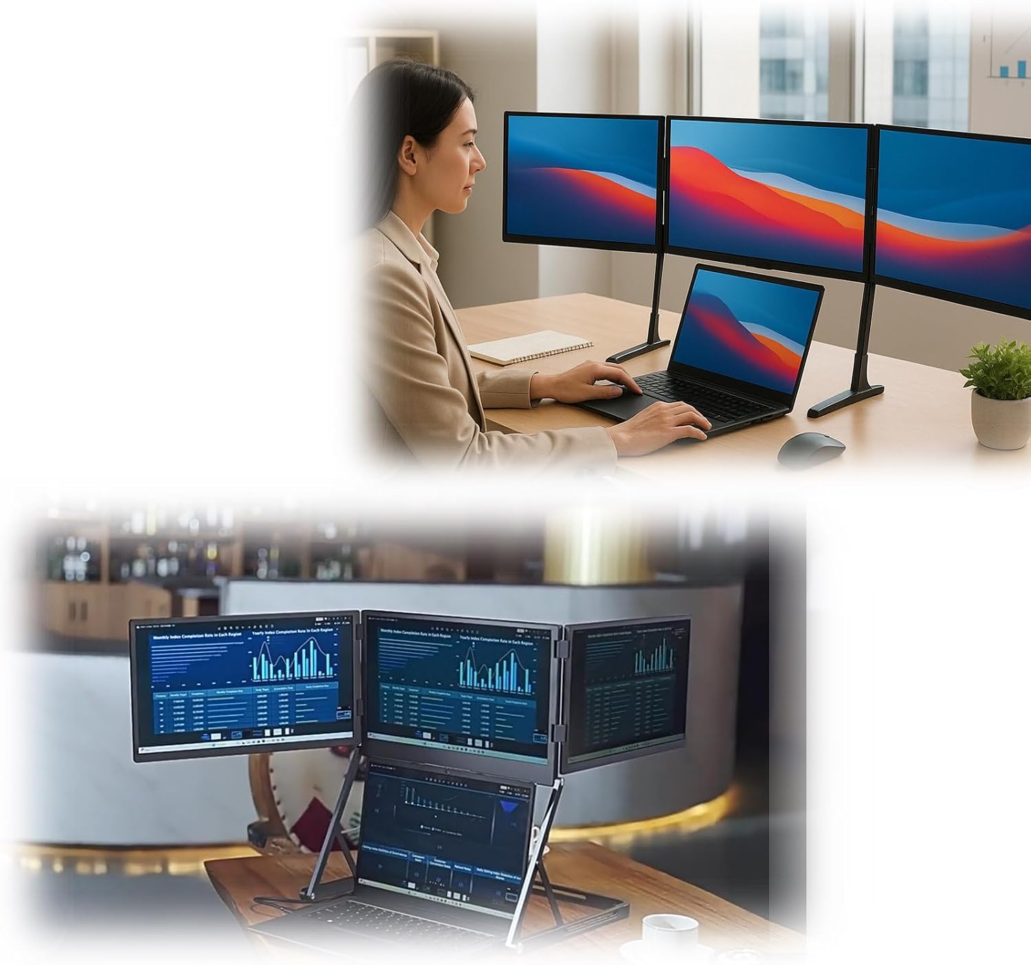 Laptop dual monitors, monitor extender, portable laptop screen extender, 15.6-inch Full HD portable monitor for efficient multi-screen collaboration, perfect for business trips or working from home.