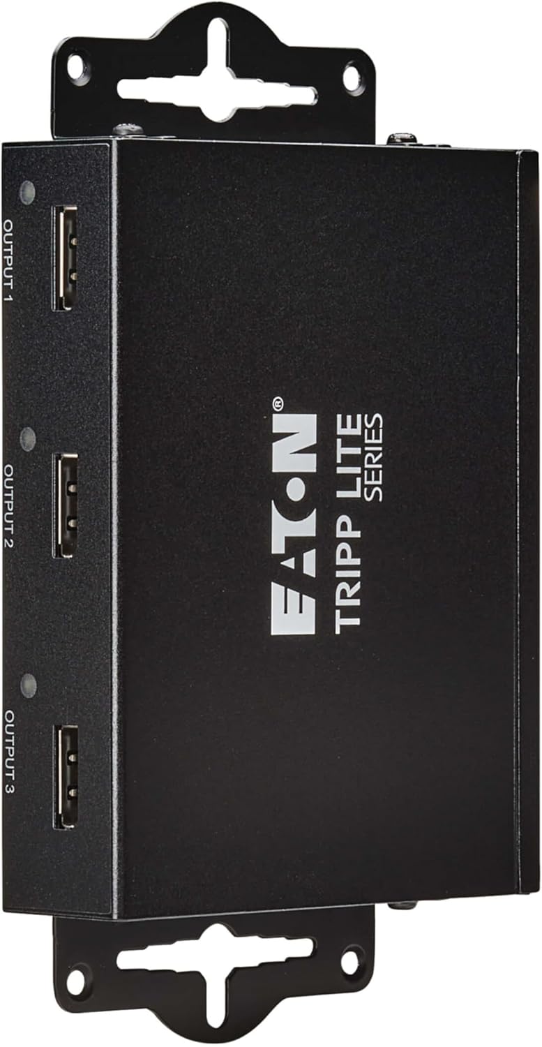 Tripp Lite Series 3-Port DisplayPort Splitter for 3 Monitors, 4K@60Hz Video, 1 in 3 Out, DP 1.4, MST Hub, TAA Compliant, Plug-and-Play, 1-Year Warranty (B156-003-8K)