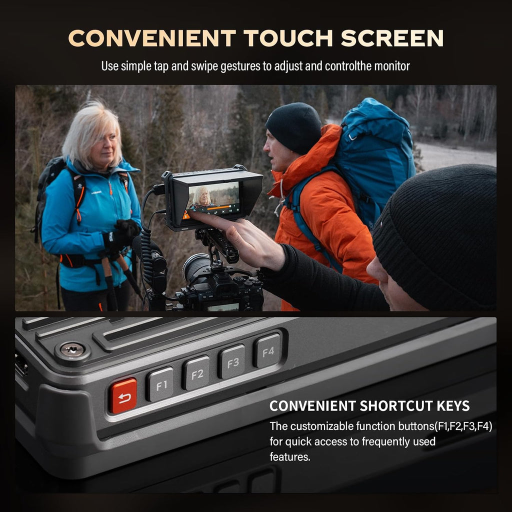 VILTROX DC-X3 Touchscreen Camera Field Monitor, SDI in/Out HDMI in/Out 4K Camera Video Monitor with Battery Sunshade Hood,Camera Touchscreen Monitor for Sony Canon Nikon，2000nits,3D LUT,1920X1080