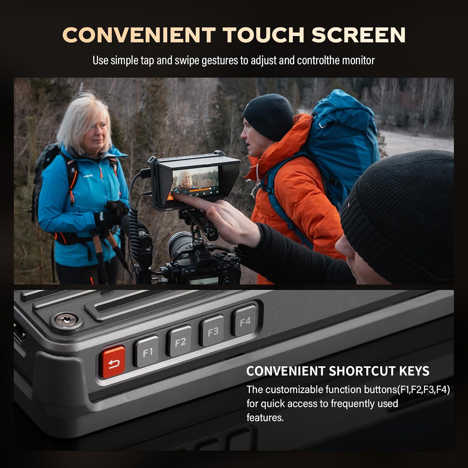 VILTROX DC-X3 Touchscreen Camera Field Monitor, SDI in/Out HDMI in/Out 4K Camera Video Monitor with Battery Sunshade Hood,Camera Touchscreen Monitor for Sony Canon Nikon，2000nits,3D LUT,1920X1080