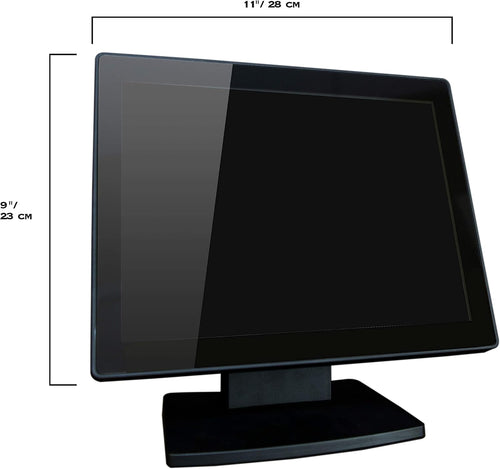 12-Inch Capacitive Multi-Touch POS TFT LED Touchscreen Monitor, True Flat Seamless Design with Adjustable POS Stand for Retail Restaurant, HDMI & VGA Inputs, High Resolution 1024 x 768