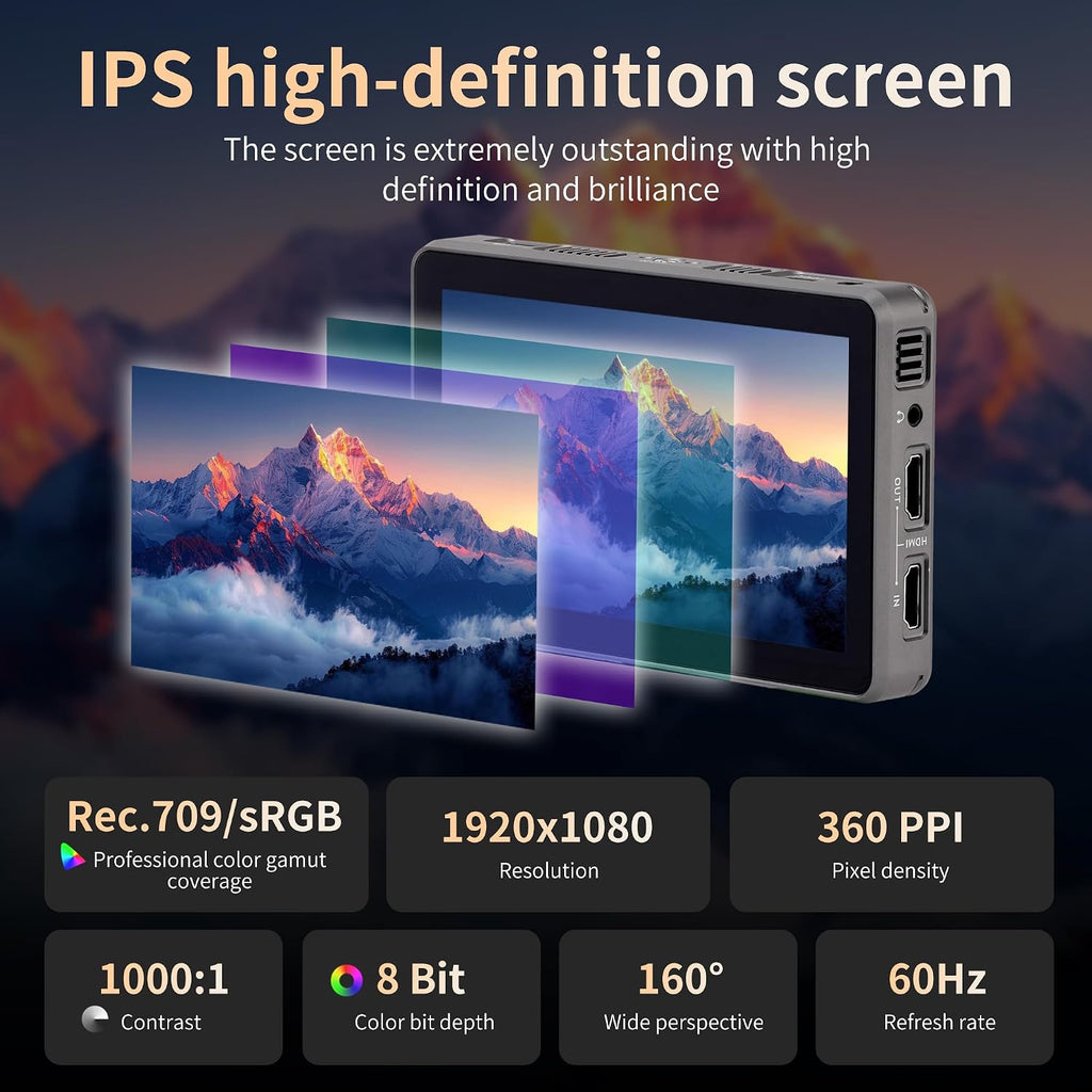 VILTROX Camera Field Monitor 4K 2000Nits 6 Inch Touchscreen Camera Monitor, Full HD 1920x1080 Video Monitoring, 3D Lut, 3G-SDI, Focus Peaking, with Sunshade Hood and Battery for Sony Canon Nikon