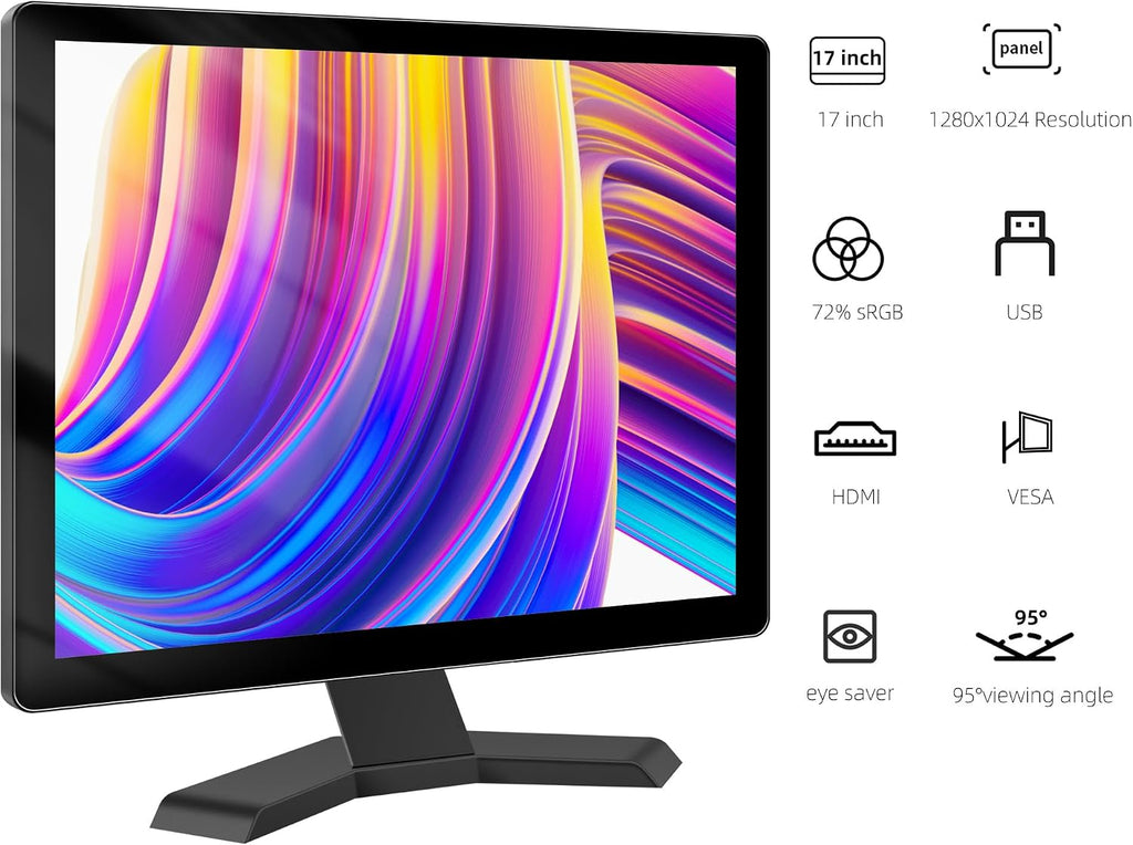 17' 10-Point Touch 4:3 Full HD 1280x1024 Square Touch Screen Monitor with HDMI USB Ports, VESA, Touchscreen for PC POS Machine Win 10 11, Built-in Speakers