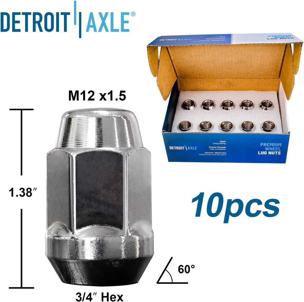 Detroit Axle - Front Disc Brake Rotors Wheel Hubs + 10pc Wheel Lug Nuts Replacement for Blazer S10 Jimmy Sonoma Bravada Hombre - 14pc Set