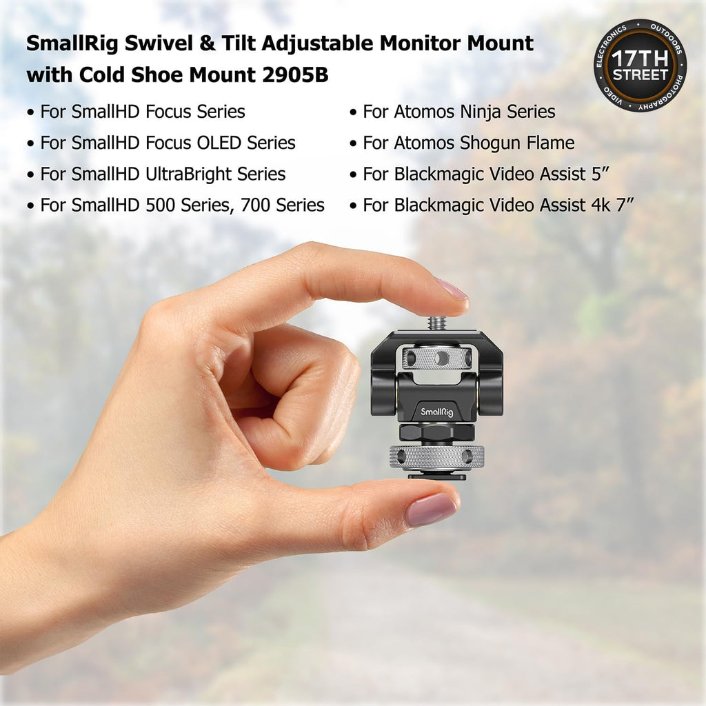 Atomos Ninja 5.2' 4K HDMI Recording Monitor 5' Accessory Kit (Version II) for Select Shinobi and Ninja Monitors, Swivel and Tilt Adjustable Monitor Mount Bundle Set