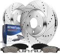 Detroit Axle - Front Brake Kit for BMW iX 230i 640i Xdrive Gran Turismo M440i X3 X4 Z4, 330i 330e 430i 530e 530i 540i 740i M240i M340i xDrive, Drilled Brake Rotors Ceramic Brake Pads: 13.70' inch