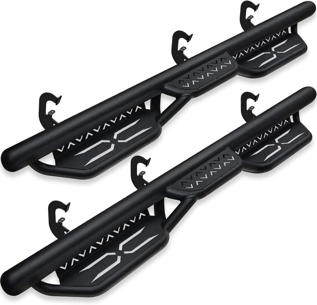 YZONA Double Cab Running Boards Compatible with 2007-2018 Chevrolet Silverado & GMC Sierra 1500, 2007-2019 Chevy Silverado & GMC Sierra 2500 3500 HD Extended Cab Side Step Nerf Bar Two Stairs Design