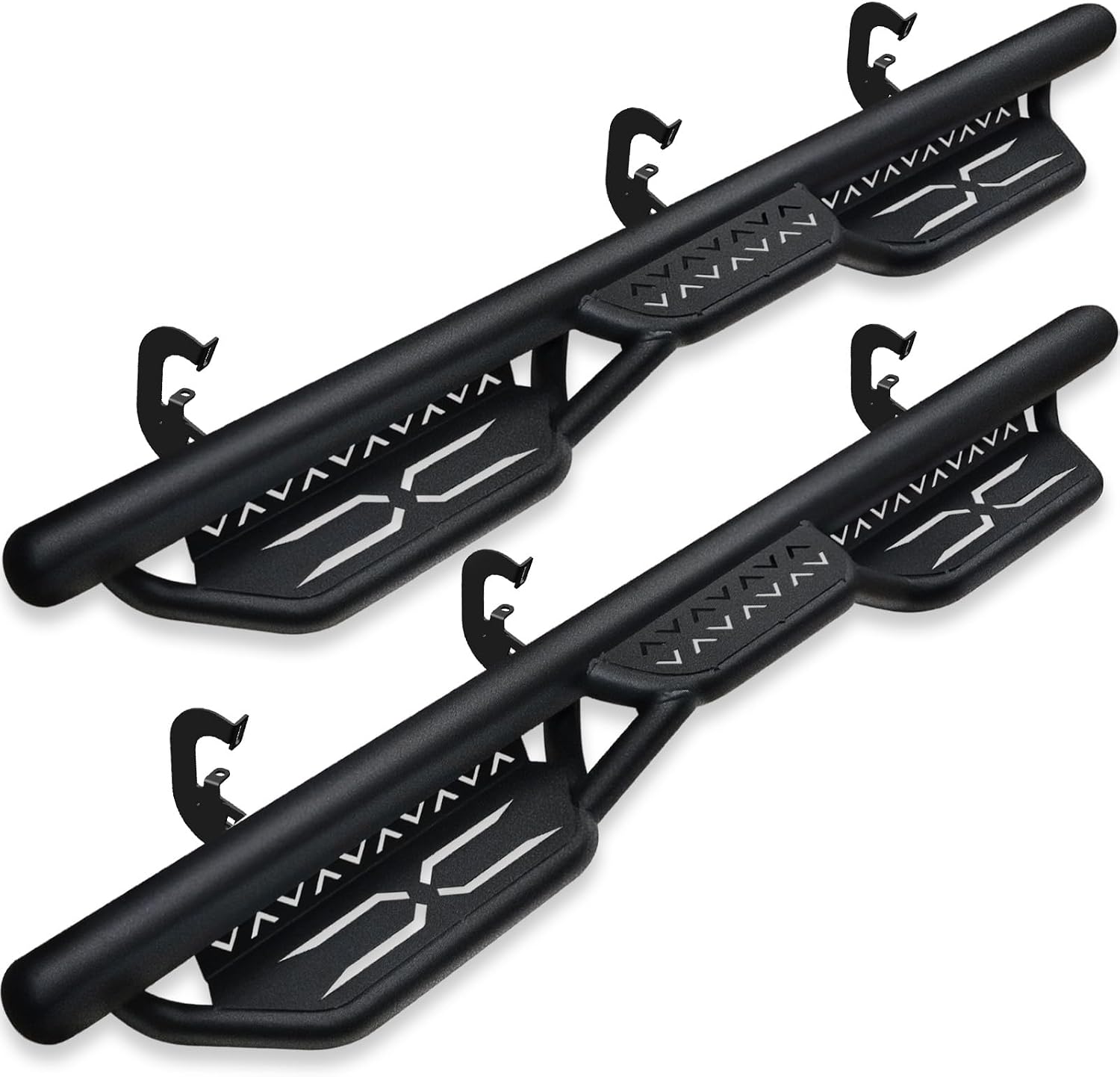 YZONA Double Cab Running Boards Compatible with 2007-2018 Chevrolet Silverado & GMC Sierra 1500, 2007-2019 Chevy Silverado & GMC Sierra 2500 3500 HD Extended Cab Side Step Nerf Bar Two Stairs Design