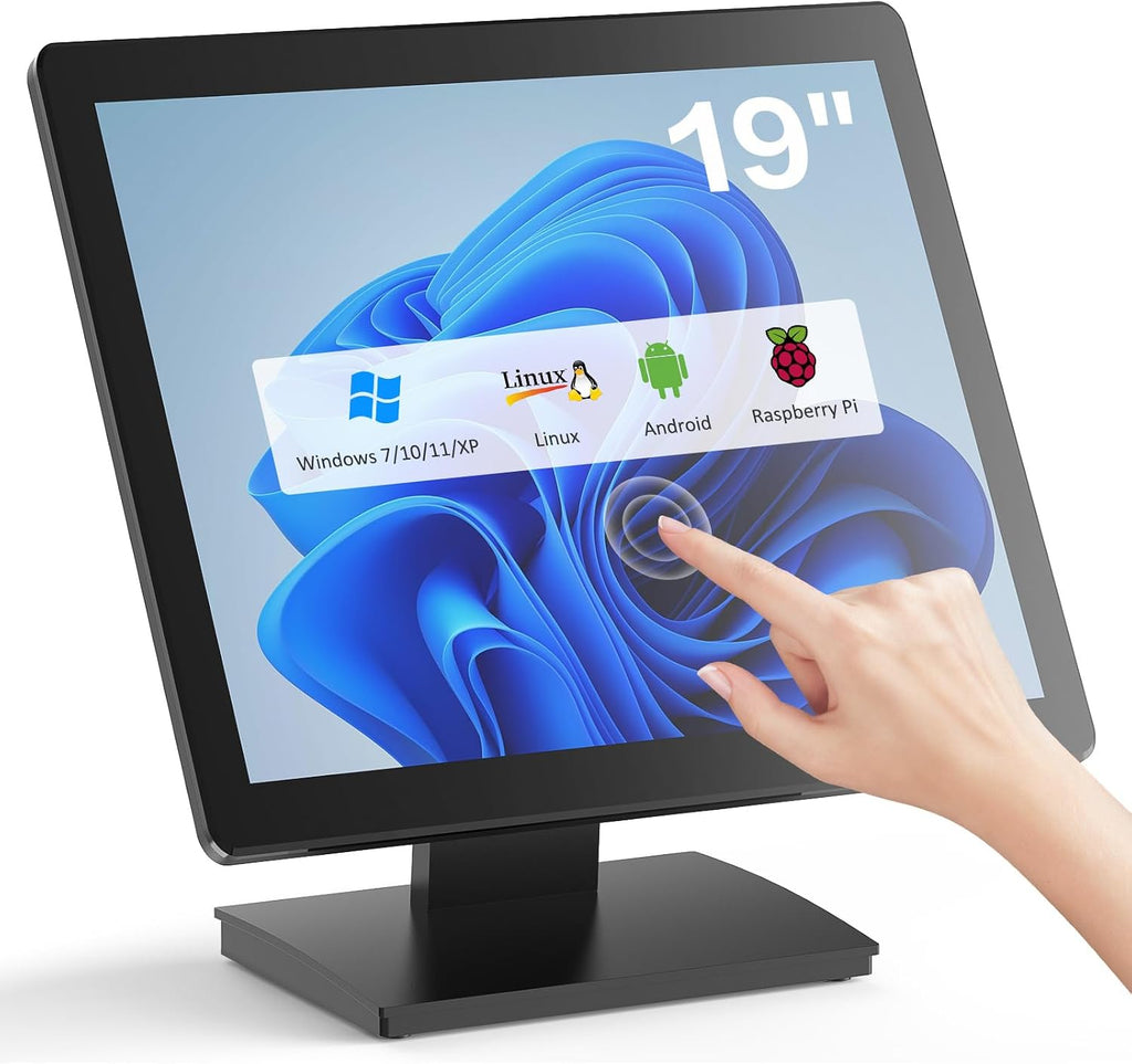 19 inch POS Touch Screen Monitor, Full HD 1280 x 1024 Capacitive Touchscreen with HDMI/VGA Input, Heavy-Duty Metal Stand, for Retail, Restaurant, Bar, Gym, Warehouse and POS System