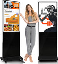 43' 4K LCD Touchscreen Digital Signage Display, Indoor Floor Standing Advertising Kiosk, Commercial Digital Signage Player, HDMI WiFi Bluetooth Input Auto AD Player, 4+32GB Android 14.0 Black