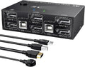 KVM Switch Dual Display Switcher Cable 1.4 Extended Display 2 PC Or Laptop Share Keyboard Mouse Printer Monitors