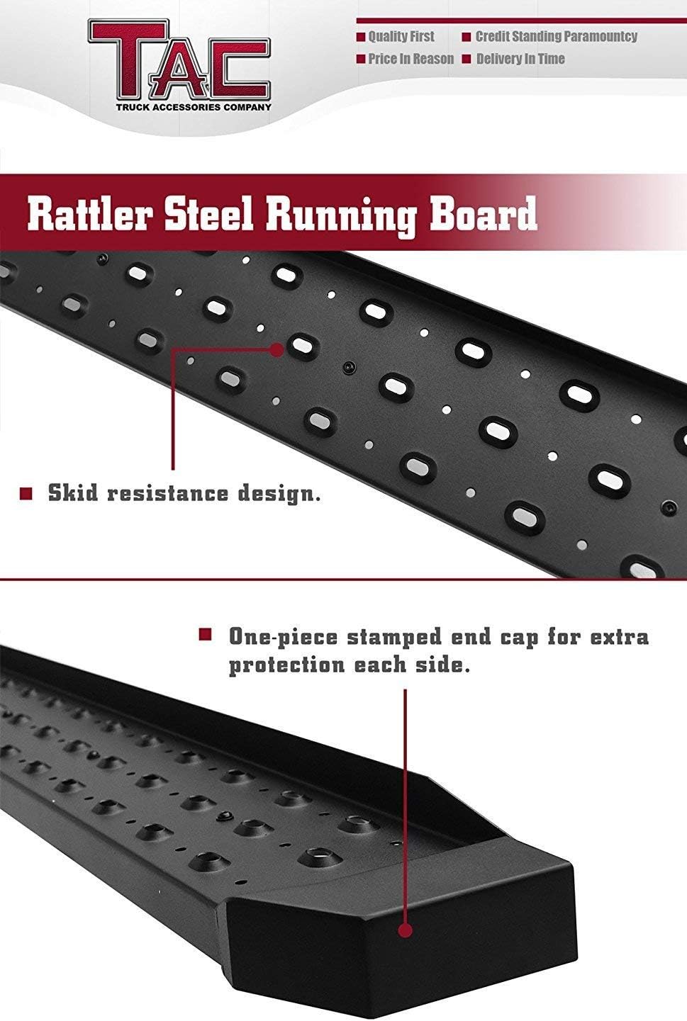 TAC 6.5' Running Boards Fit 1999-2016 Ford F250/F350/F450/F550 Super Duty Regular Cab Truck Pickup Utility Black Rattler Steel Running Boards Side Steps Nerf Bars Rail Rocker Panel Off Road (2PCS)