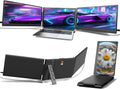 Laptop Screen Extender 14' FHD 1080P Triple Portable Monitor,Plug & Play Dual Monitor,Auto-Adjust Width,Fits 13'–17' Laptops,Multi-OS Compatible