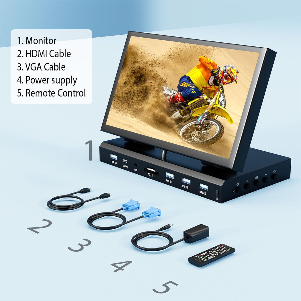 10.1' Small Monitor for PC Raspberry Pi, 1280x720 IPS Mini Monitor Multi-Port Docking Station Built-in USB Hub &Dual Speakers, Raspberry Pi Display for DIY Projects,Gaming & Aida64 CPU GPU Monitoring