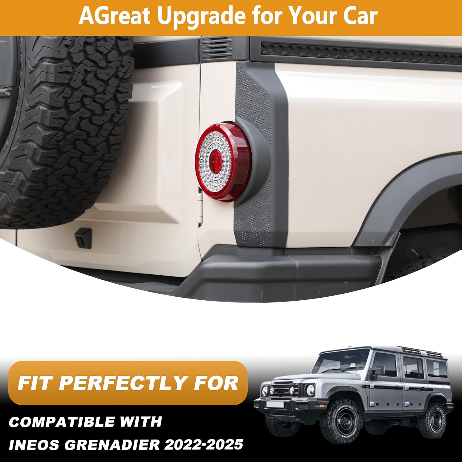 2PCS Tail Light Side Guard Cover Compatible with INEOS Grenadier 2022-2025 ABS Tail Light Covers Anti-Scratch Guard Protection Covers Trim Kit Exterior Accessories
