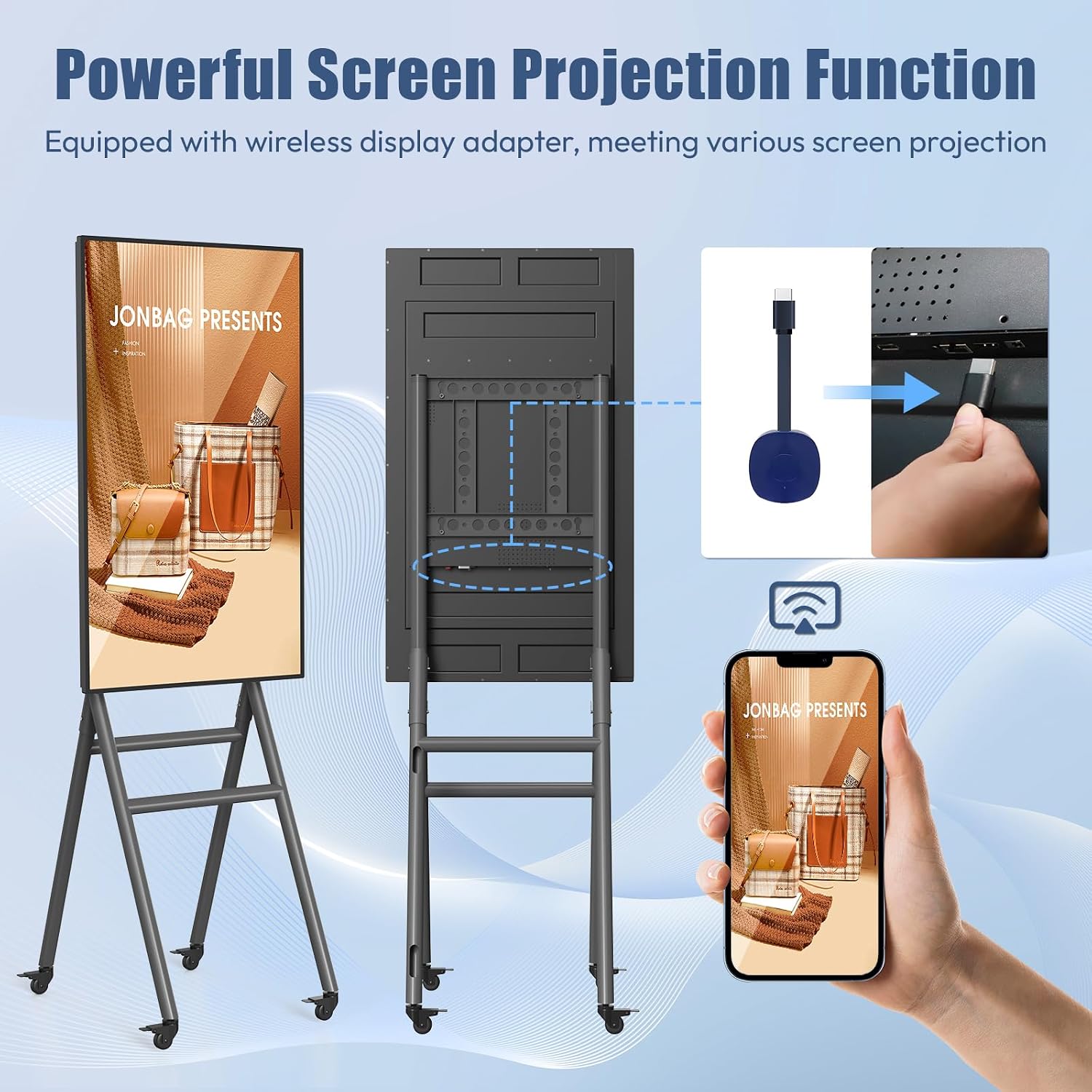 MWE 43 Inch Mobile Digital Signage Display Kiosk with Flight Case, Portable Digital Poster with Screen Mirroring App Publishing, Advertising Display Kiosk, Android OS