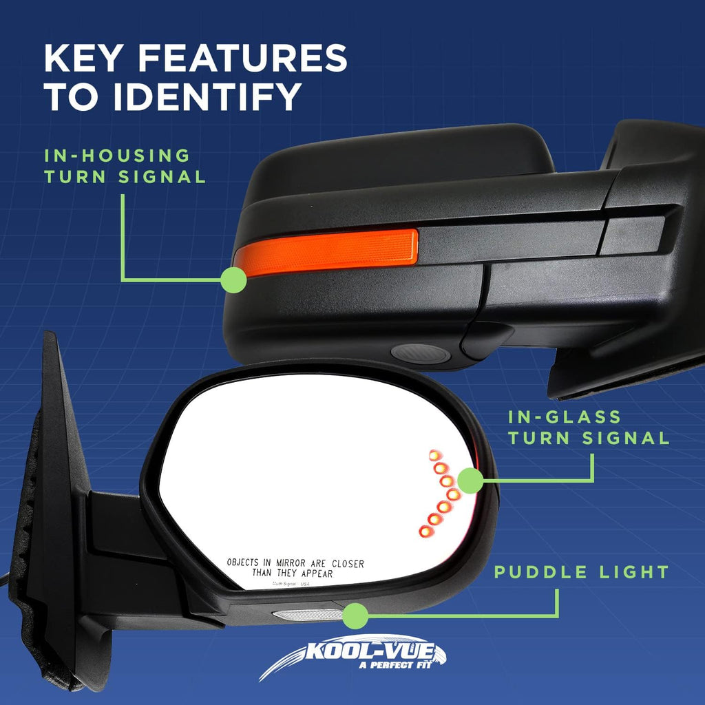 Kool Vue Mirror Compatible With Acura RDX 2007-2012, Paintable, Power, Heated, Manual Folding, Passenger Side