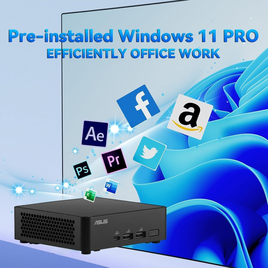 Intel NUC 14 Pro Slim Kit Mini PC (Intel Core i3 100U (> i5-1235U), 16GB DDR5, 512GB SSD) Business Desktop, 2x Thunderbolt 4, Support 4x 4K Monitors, Wi-Fi 6E, Win 11 Pro, ThinkCentre, ASUS NUC