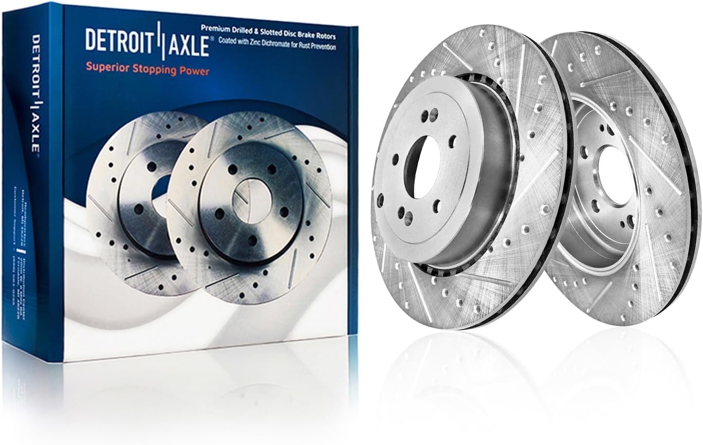 Detroit Axle - Rear Brake Kit for 2018-2022 Kia Stinger 2019-2022 Genesis G70 V6, Drilled and Slotted Disc Brake Rotors Ceramic Brakes Pads 2019 2020 2021 2022 Replacement : 13.39' inch Rotor