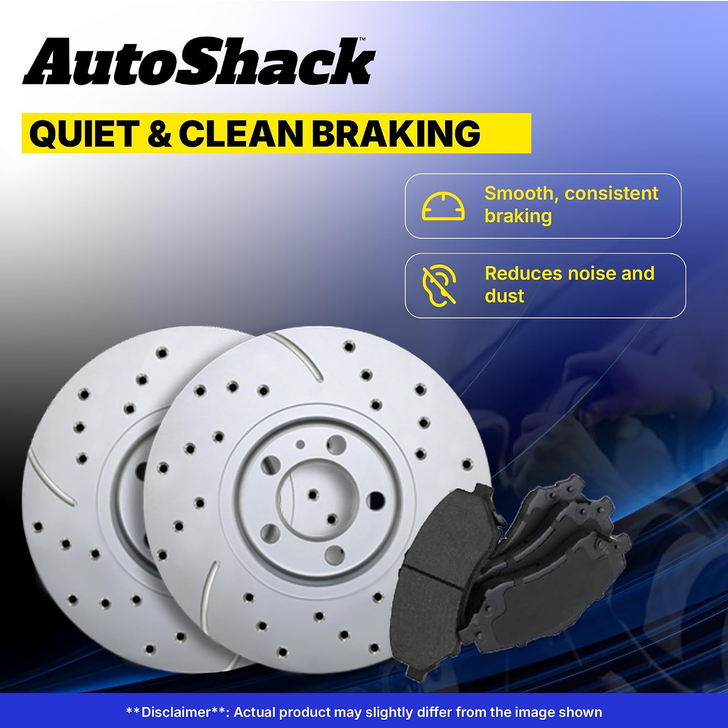 AutoShack Front & Rear Brake Rotors & Premium Pads for Honda, Civic 2006-2011, FWD L4 1.8L - Coated Drilled & Slotted - Silver Matte Finish - TurboGuard