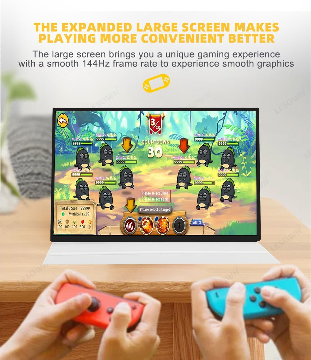 Portable Monitor 16 inch 2.5K 2560x1600 USB C HDMI Touch 500Nits High Brightness 100% sRGB Ultra Wide Drawing Display with Speakers External Monitor for Laptop PC Phone (2.5K No Touch)
