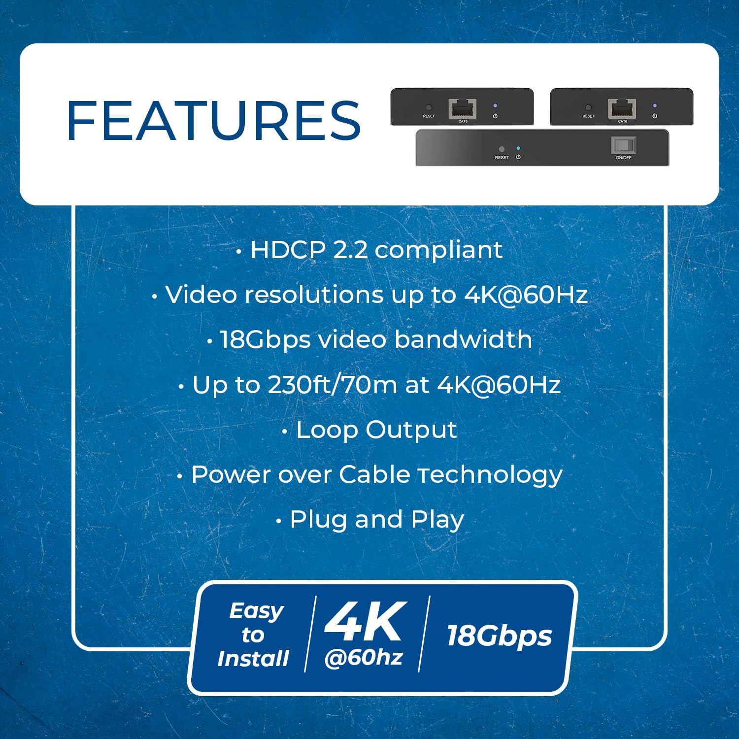 OREI HDMI 1×2 Splitter & Extender Over Ethernet – 4K@60Hz 4:4:4 HDCP 2.2 – Single CAT6/7 Cable up to 230 ft – EDID Management, IR Control, Loop-Out & Low Latency