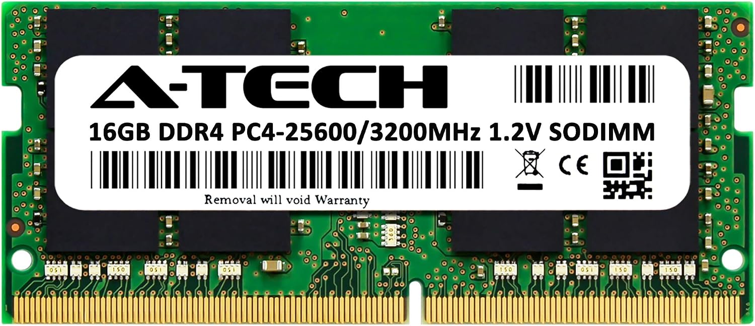 A-Tech 16GB DDR4 3200 MHz SODIMM PC4-25600 (PC4-3200AA) CL22 Non-ECC Laptop RAM Memory Module
