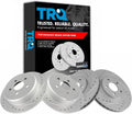 TRQ Performance Front and Rear Brake Rotor Set G Coated Drilled and Slotted Compatible with 2001-2003 2006-2007 2010 Chrysler PT Cruiser