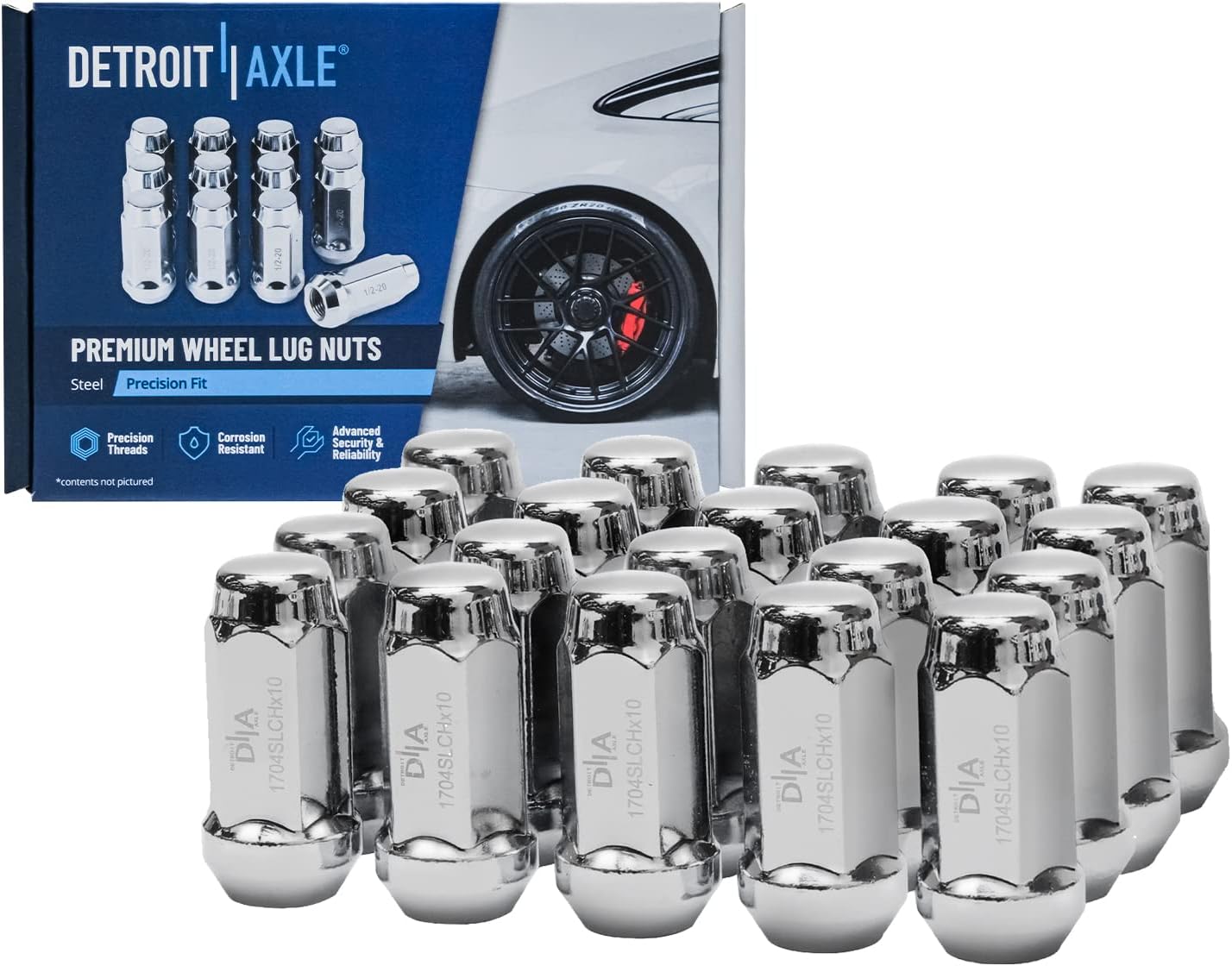 Detroit Axle - Front & Rear Disc Rotors Brake Pads + 20pc Lug Nuts Replacement for Ford Taurus Flex Lincoln MKT MKS - 28pc Set
