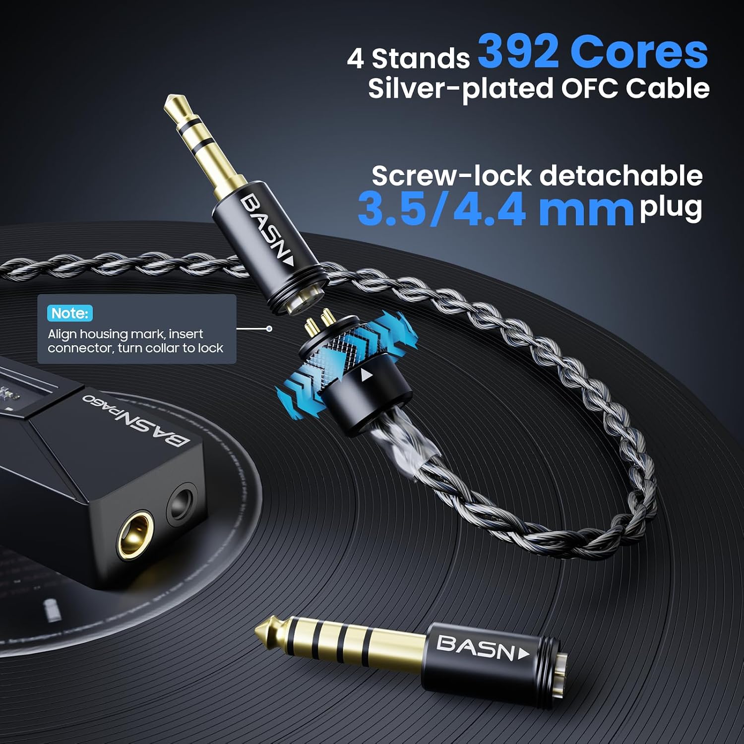 BASN Bmaster5 in Ear Monitors, 5 Drivers HiFi Drummer Stage Headphones, Professional IEM Earphones with MMCX Sliver-Plated OFC Cable & Portable Case for Musicians (Abyssal Blue, 3.5&4.4mm)