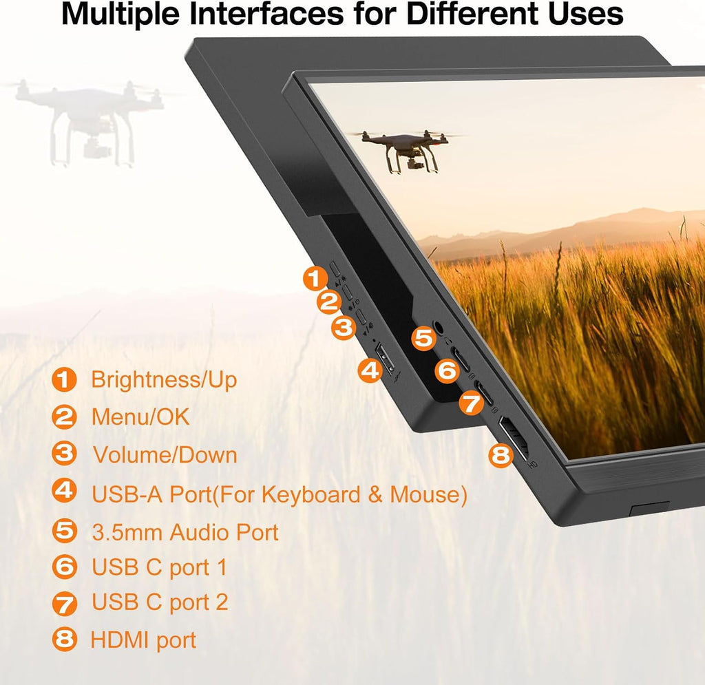 Touch Screen Portable 16 Inch Full HD 1920 x 1200P HDMI USB Type-C Touchscreen Monitor HDR Eye Care, 300cd/, Plug&Play, Portable for Laptop/PC/PS4/Xbox/Phone/Ras Pi