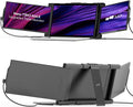 Trio Max Mobile Pixels 14.1'' Portable Monitor for Laptops, Full HD IPS Triple Monitor(Built-in Kickstand), USB A/Type-C Powered On-The-Go, Plug and Play Mac Windows Switch(Optional Magnets)