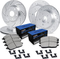 R1 Concepts Front and Rear Brake Kit Fits 2007-2010 Acura CSX; 2006-2011 Honda Civic| Semi Met Pads, Drilled Slotted Rotors| Hardware| 11.8' Front & 10.2' Rear