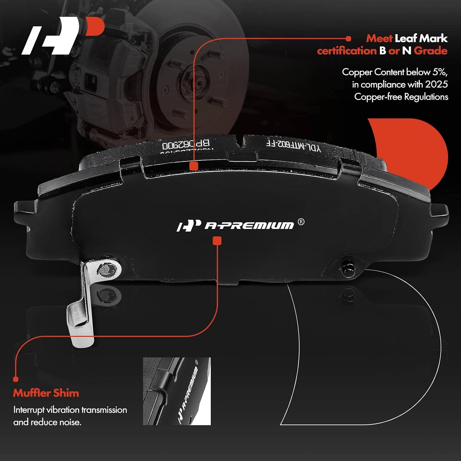 A-Premium 11.81 inch (300mm) Front Vented Disc Brake Rotors + Ceramic Pads Kit Compatible with Select Honda and Acura Models - Civic 2006-2011, CSX 2007-2010, RSX 2002-2006, 2.0L, 6-PC Set
