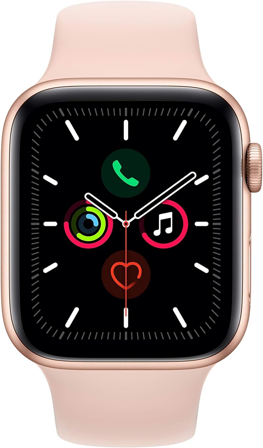 Apple Watch Series 5 (GPS, 44MM) - Gold Aluminum Case with Pink Sand Sport Band (Renewed)
