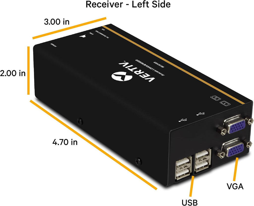 Vertiv Avocent LV 3020P High-Performance HD KVM Extender Kit with Receiver & Transmitter, VGA, Dual Monitor, Extend up to 300 m. / 1,000 ft. (3020P)