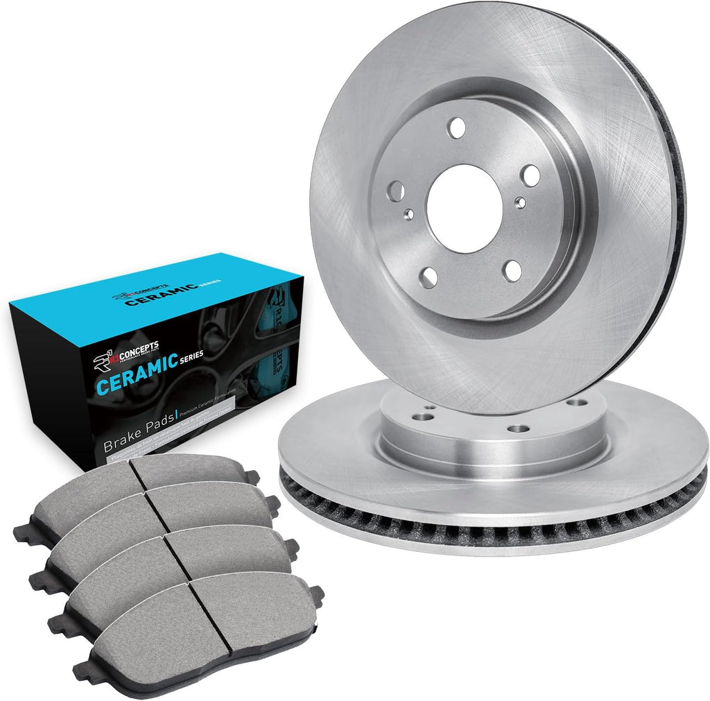 R1 Concepts Front Brake Kit Fits 2006-2011 Honda Civic| Ceramic Brake Pads and Blank Brake Rotors| 10.3' Front