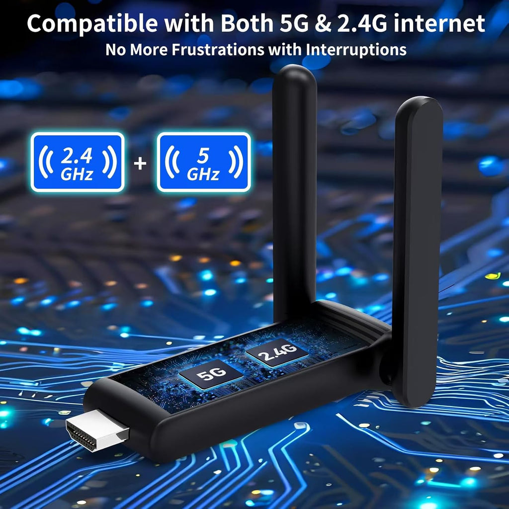 Wireless HDMI 2 Receivers and Transmitter,Up to 6 RXs,No Hot,Plug and Play,2.4/5.8GHz Wirelessly Stream to Multiple Screen,50M/165FT,Wireless HDMI Adapter for TV/DSLR Camera/Projector/Laptop
