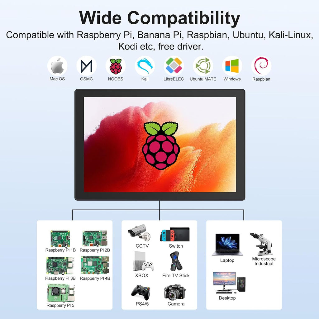 MAGEX 10.1 Inch Touch Screen Monitor with Case - pi screen IPS FHD 1920x1200, 10-Point, pi display with HDMI Dual-Speaker, pi touchscreen for Pi 5/4/3/2/Zero/Win11/10/8/7/VESA, Fan, Stand, Driver-Free