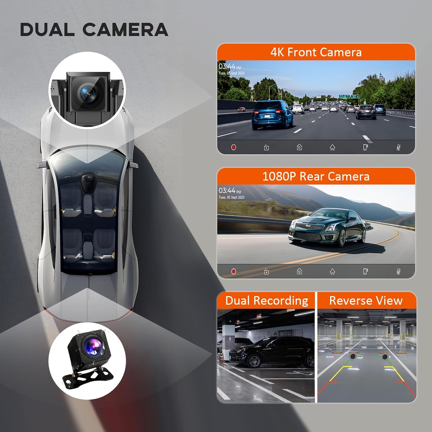 Largest 11.5' Portable Carplay Screen for Car, 4K Wireless Car Play & Android Auto, Upgrade Touchscreen with Dash Cam, App Control/Loop Recording/Backup Camera/Mirror Link/GPS/FM for All Vehicles