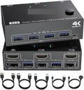 HDMI USB 3.0 Dual Monitors Displayport KVM Switch,Supports for 2 Computers Share Keyboard Mouse and Monitor