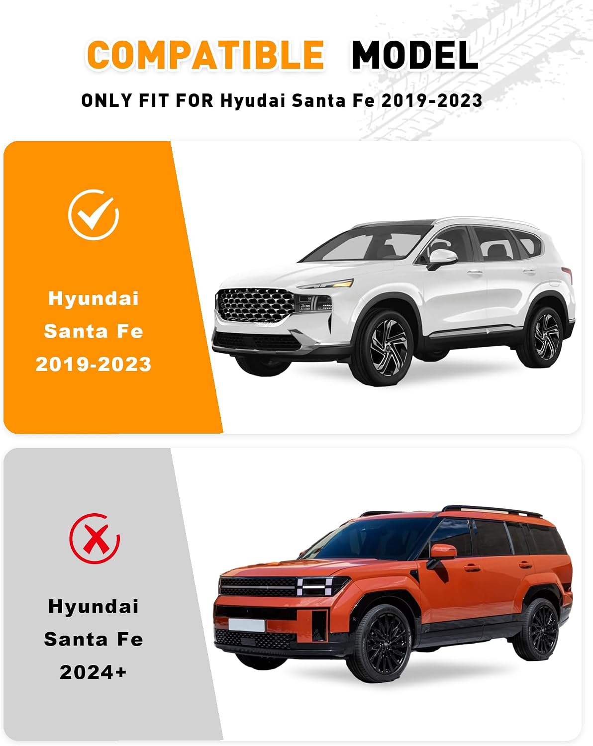 Fit for Hyundai Santa Fe 2019-2023 Running Boards Protector Side Step Nerf Bar
