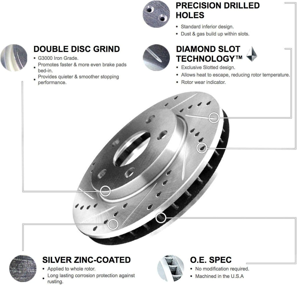 R1 Concepts Front Brakes and Rotors| Automotive Replacement Brake Kits| Front Semi-Metallic Brake Pads and Rotors Kit| Fits 2007 Acura CSX, 2002-2006 Acura RSX, 2006-2011 Honda Civic