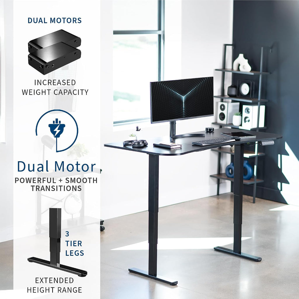 VIVO Electric 63 x 32 in Dual Motor Standing Desk, Memory Height Adjustment, 2B Series, Black Carbon Fiber Top Black Frame, DESK-KIT-2B1R
