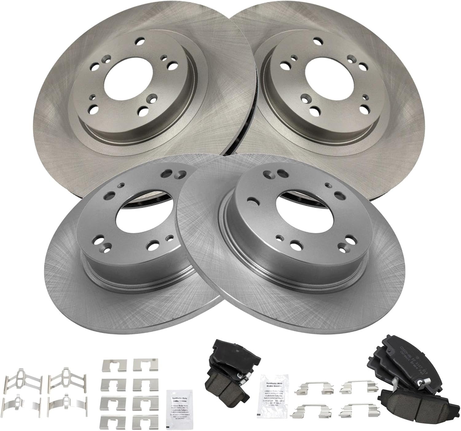 TRQ Front and Rear Brake Pad and Rotor Set Ceramic Compatible with 2006-2011 Honda Civic SI