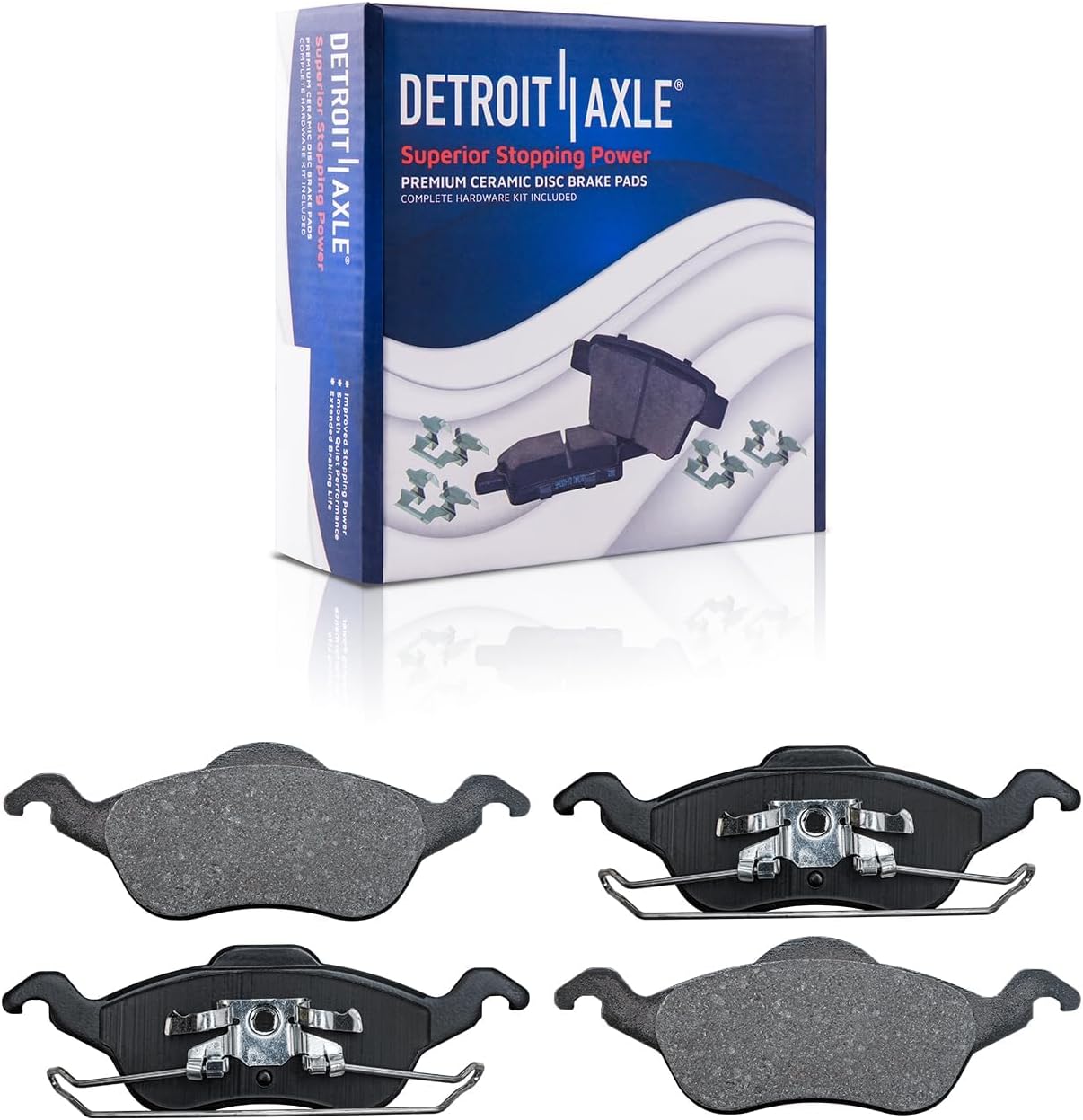 Detroit Axle - Front Brake Kit for Ford Focus 2000-2004 [Excludes SVT] Disc Brake Rotors Ceramic Brakes Pads Wheel Bearing Hubs Assembly [4-Lug ABS] 2001 2002 2003 Replacement