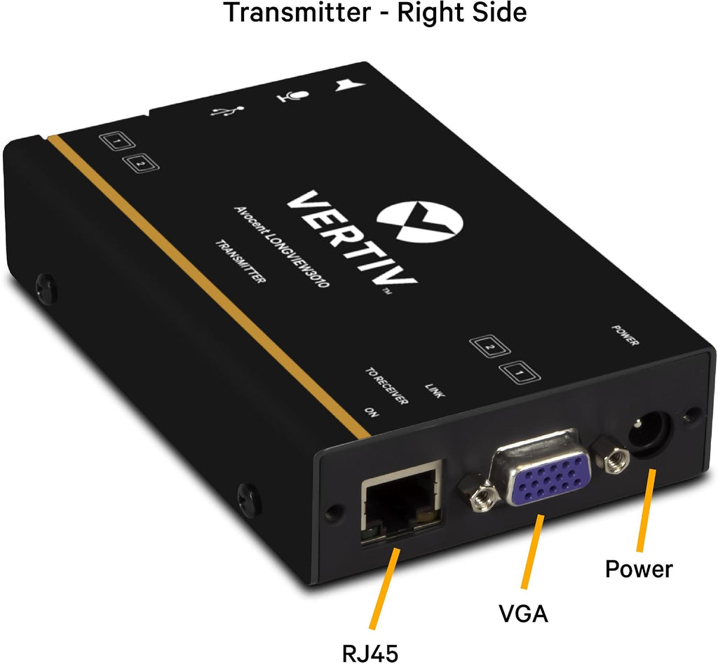 Vertiv Avocent LV 3010P KVM Extender Kit with Receiver & Transmitter, VGA, Single Monitor, Extend up to 300 m. / 1,000 ft. (3010P) (LV3010P)