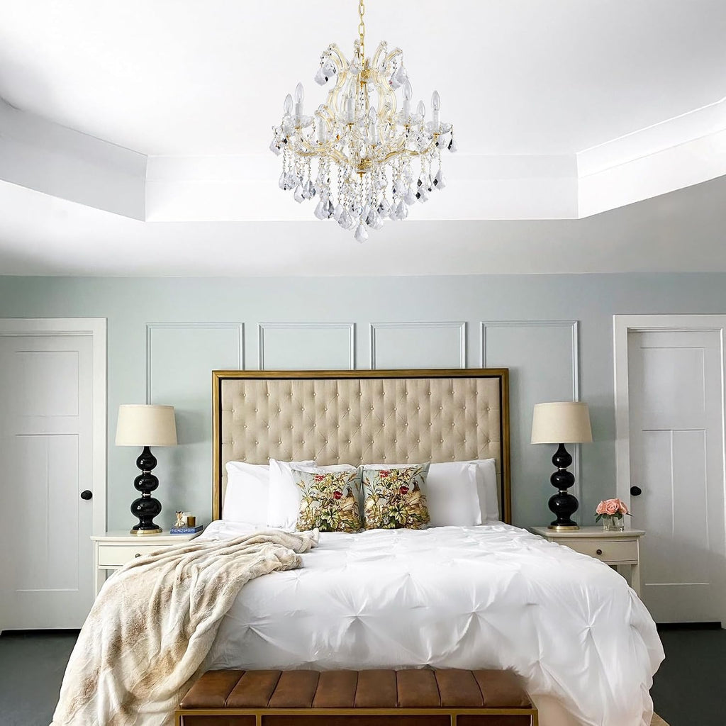 Modern Gold Chandelier Light Fixtures - 8 Lights Luxury Crystal Chandeliers for Dining Room, Kitchen Island, Living Room, Bedroom