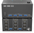 1 pc new KVM Switch 4 Monitors 2 Computers,USB 3.0 HDMI+DisplayPort Four Monitor KVM for 2 PC Share 4 Display 4USB